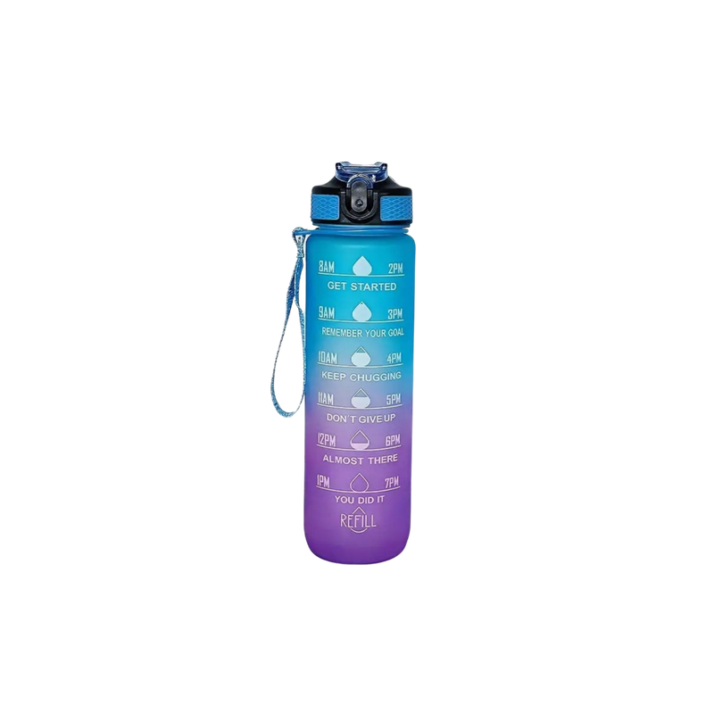 Motivatie ​Waterfles 1 liter (blauw-paars)