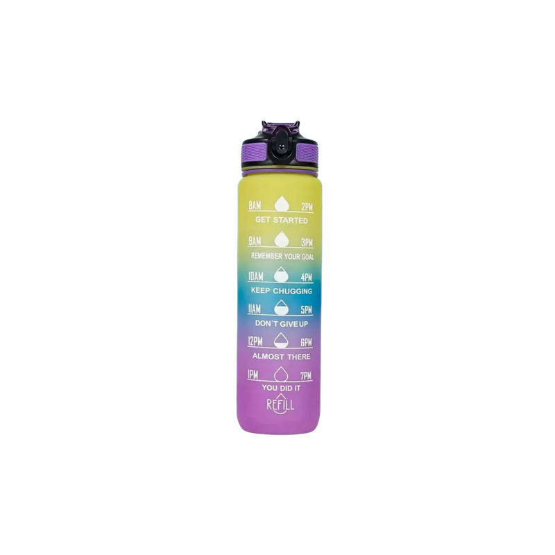 Motivatie ​Waterfles 1 liter (geel-groen-paars)