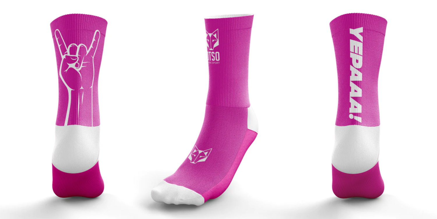 Otso - cycling socks Pink Fluo White YEPAAA!