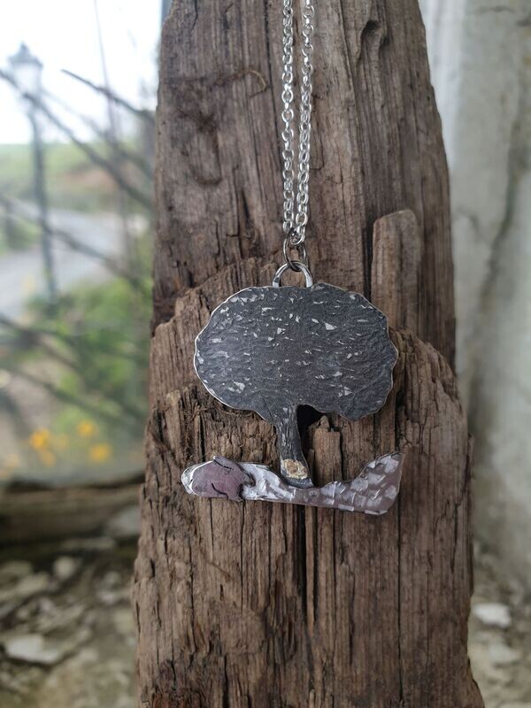 N1337 Resting Hare at the Hedgerow Tree pendant
