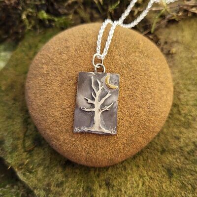 N1557 Ancient Tree at the Crescent Moon pendant