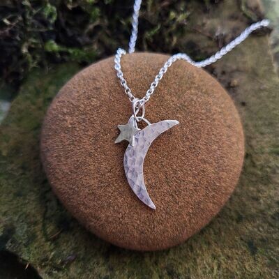 N1631 Waning Crescent Moon with Star pendant