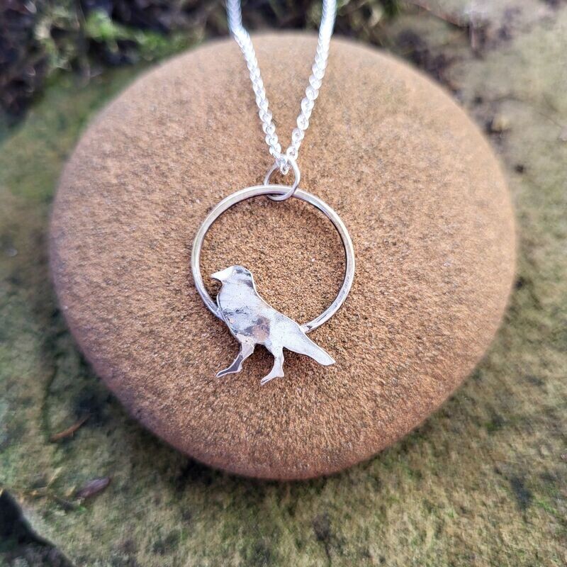 N1605 Leucistic Jackdaw pendant