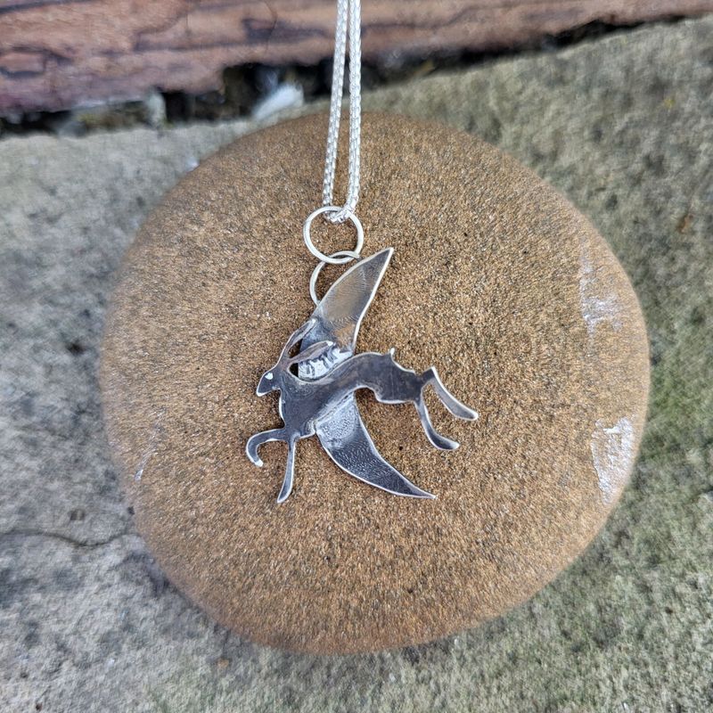 N1539 Moongazey Hare at the Crescent Moon pendant
