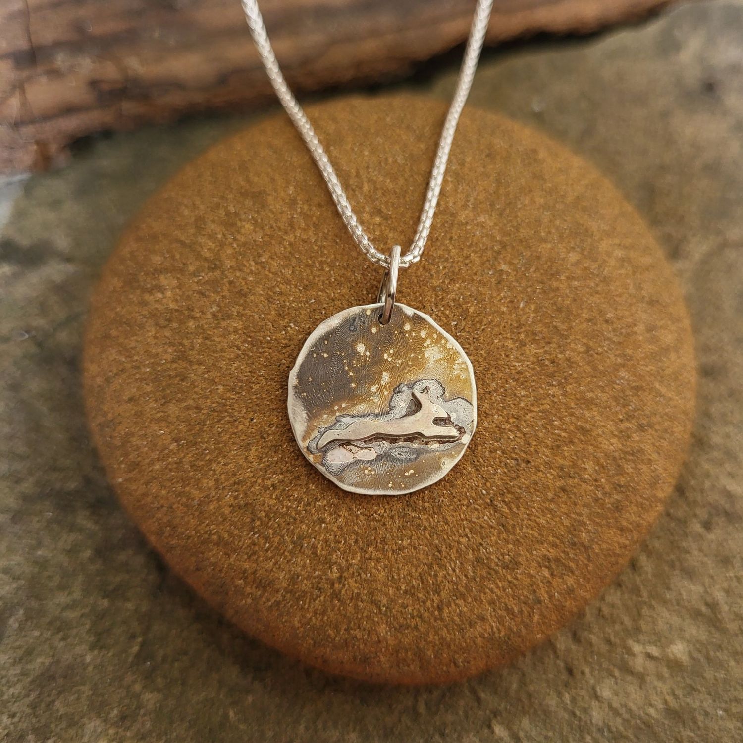 N1782 Leaping Hare at Dusk pendant