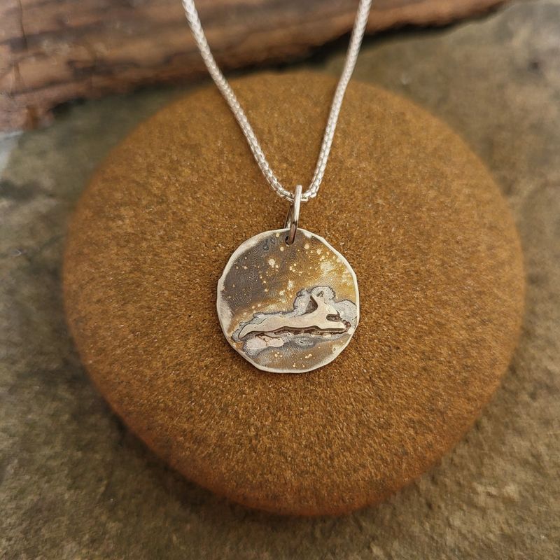 N1782 Leaping Hare at Dusk pendant