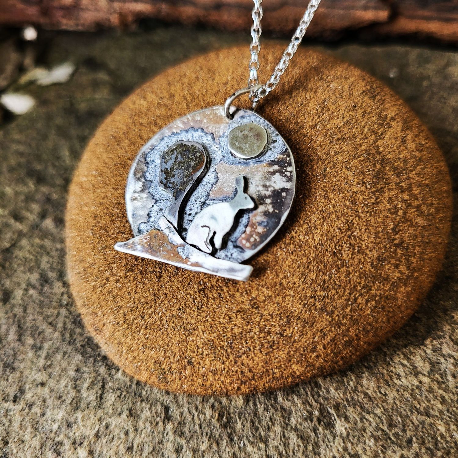 N1780 Moonlit Hare at the Knoll pendant