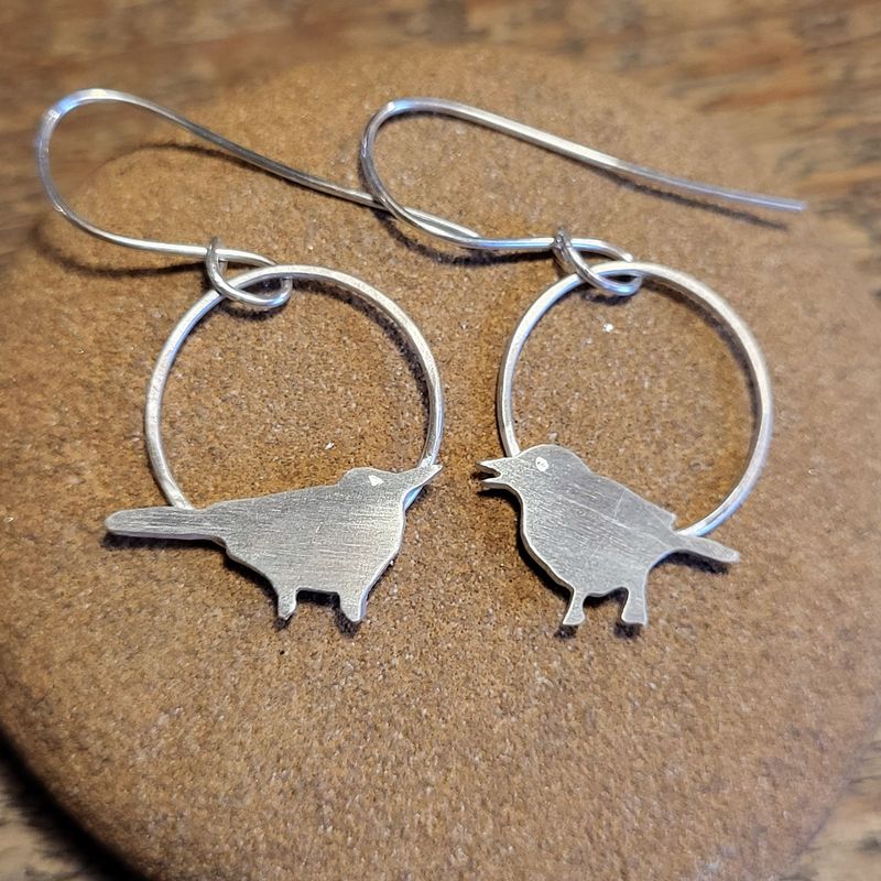 3082 Large Blackbird and Robin earrings 3082 Large Blackbird and Robin earrings