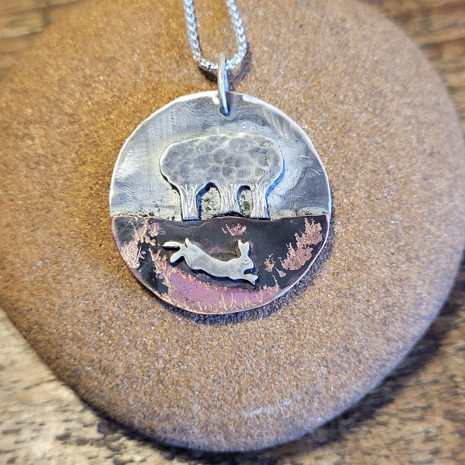 N1874 Leaping Hare at the Copse pendant
