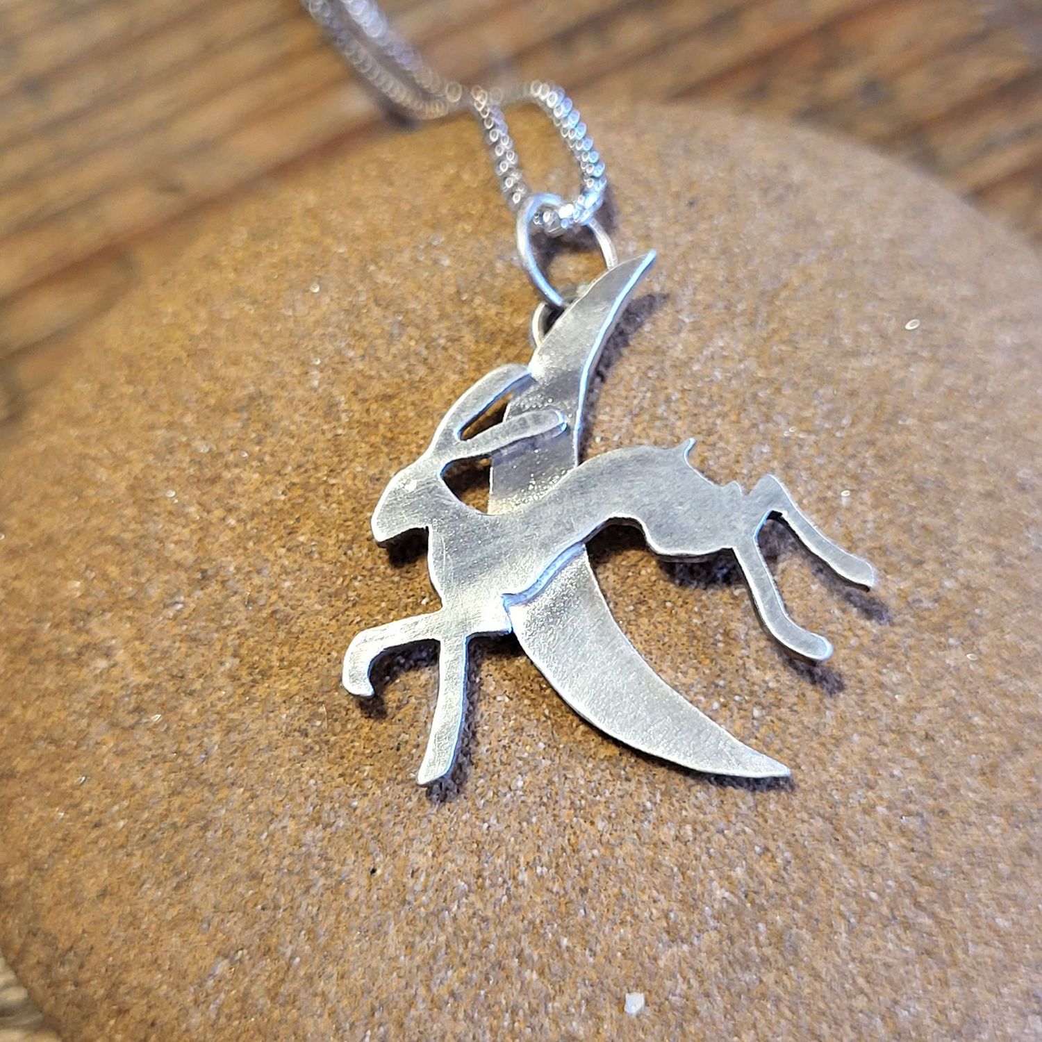 N1522 Moongazey Hare at the Crescent Moon pendant