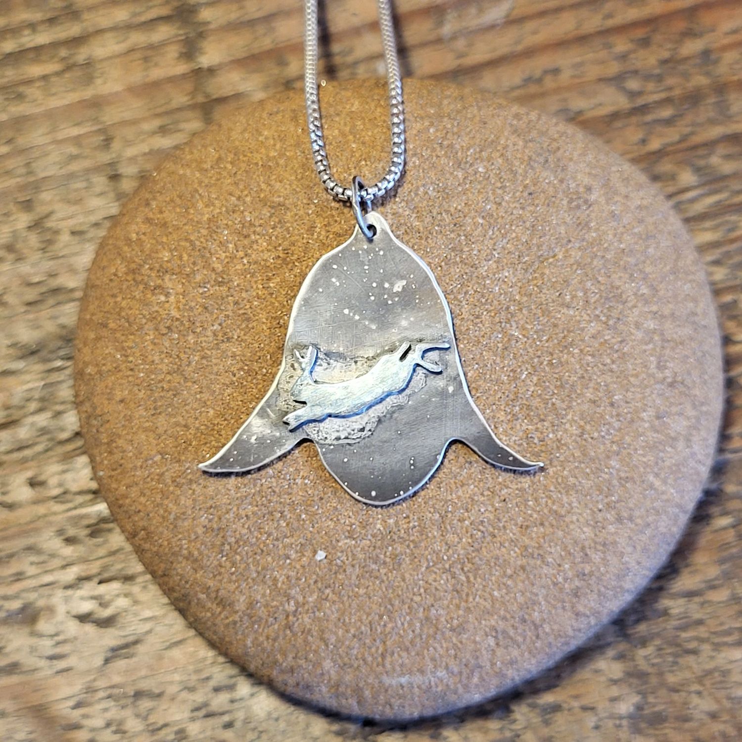 N1566 Large Harebell with Leaping Hare pendant