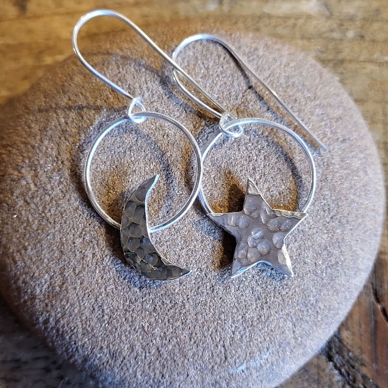 3380 Medium Crescent Moon and Star earrings