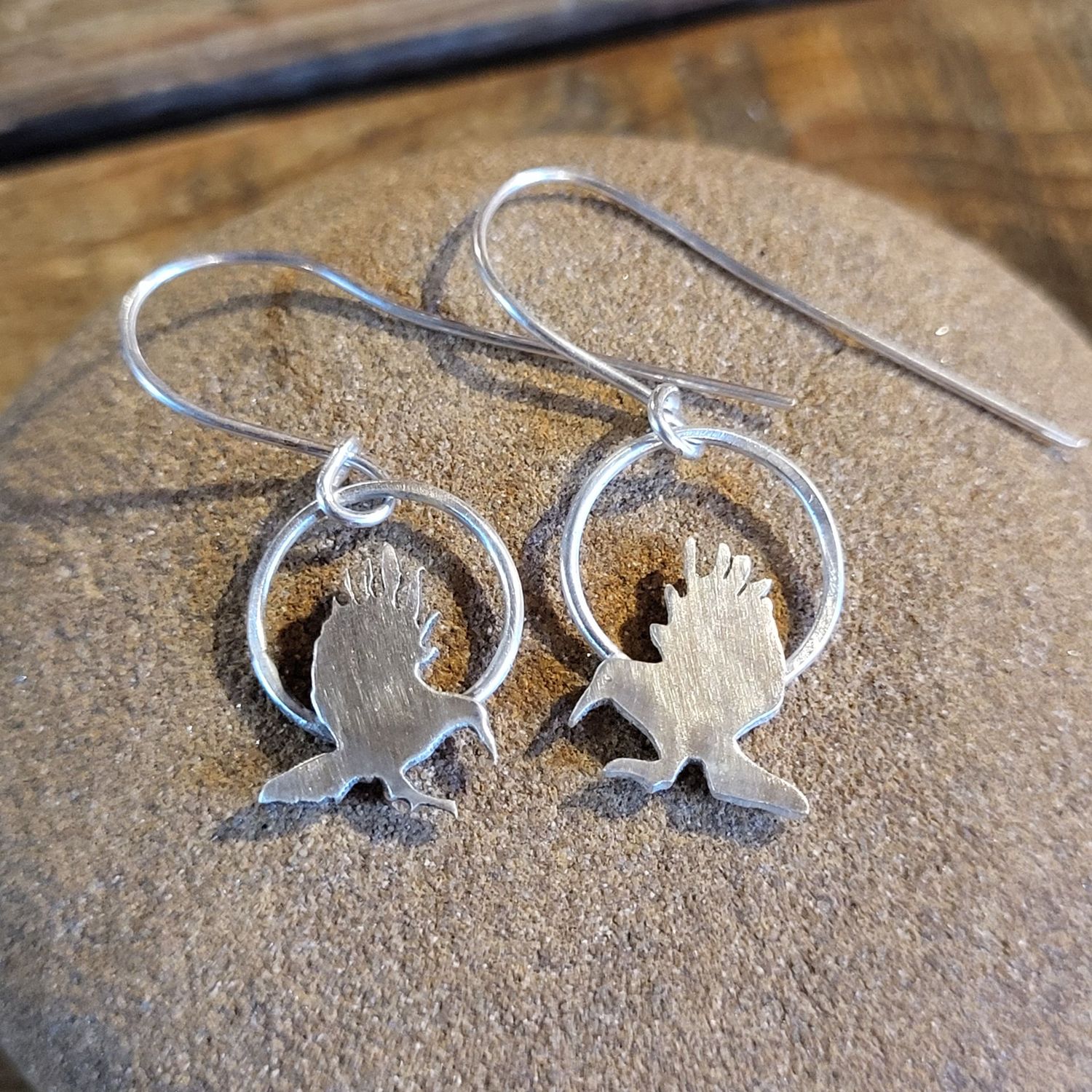 3316 Small Corvid in Flight earrings