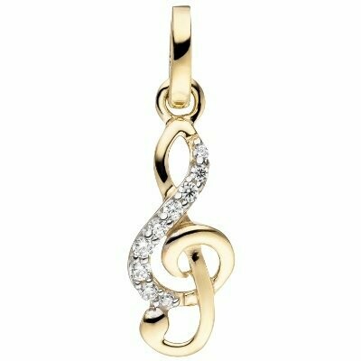 Anhänger Notenschlüssel 333 Gold Gelbgold 9 Zirkonia | NUR ONLINE