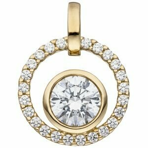 Anhänger rund 333 Gold Gelbgold 25 Zirkonia | NUR ONLINE
