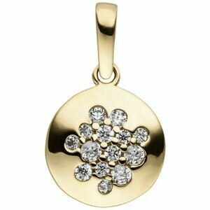 Anhänger rund 333 Gold Gelbgold 14 Zirkonia Goldanhänger | NUR ONLINE