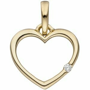 Anhänger Herz 333 Gold Gelbgold 1 Diamant | NUR ONLINE