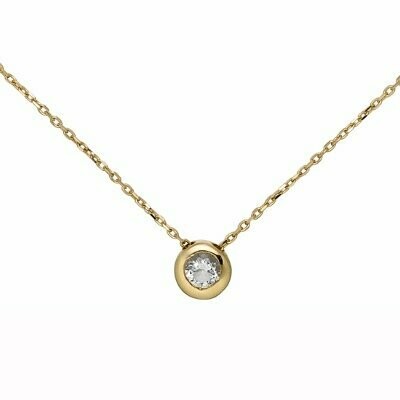 Collier Kette mit Anhänger 333 Gold Gelbgold 1 Zirkonia 45 cm | NUR ONLINE