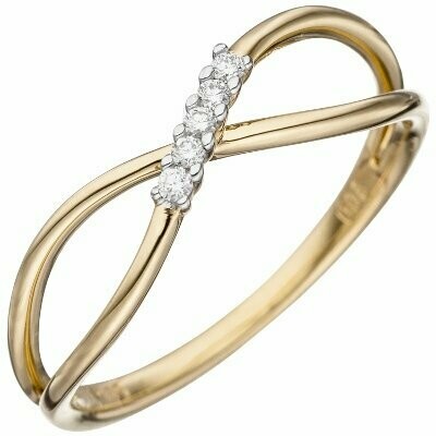 Damen Ring 585 Gold Gelbgold 5 Diamanten | NUR ONLINE