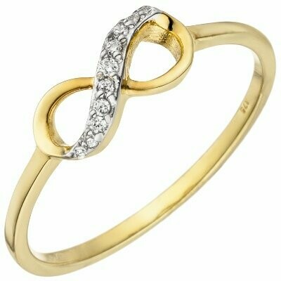 Damen Ring Unendlichkeit 375 Gold Gelbgold 10 Zirkonia Goldring | NUR ONLINE