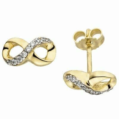 Ohrstecker Unendlichkeit 375 Gold Gelbgold bicolor 18 Zirkonia | NUR ONLINE