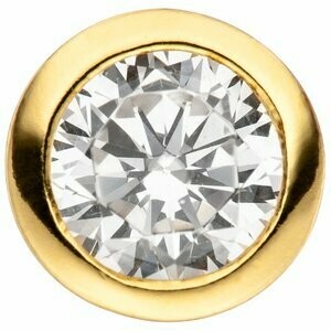 Anhänger rund 925 Sterling Silber gold vergoldet 1 Zirkonia | NUR ONLINE