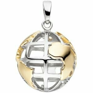 Anhänger Weltkugel 925 Sterling Silber bicolor vergoldet | NUR ONLINE