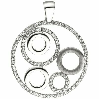 Anhänger rund 925 Sterling Silber 111 Zirkonia Silberanhänger | NUR ONLINE