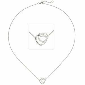 Collier Halskette Herzen 925 Sterling Silber 21 Zirkonia | NUR ONLINE