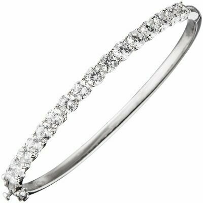 Armreif Armband oval 925 Sterling Silber 16 Zirkonia Silberarmreif | NUR ONLINE