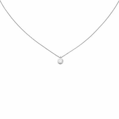 Collier 925 Sterling Silber 1 Zirkonia 43 cm Silberkette Karabiner | NUR ONLINE