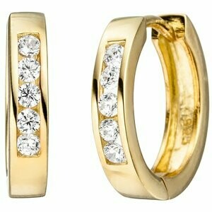 Creolen 925 Sterling Silber gold vergoldet 10 Zirkonia |NURONLINE