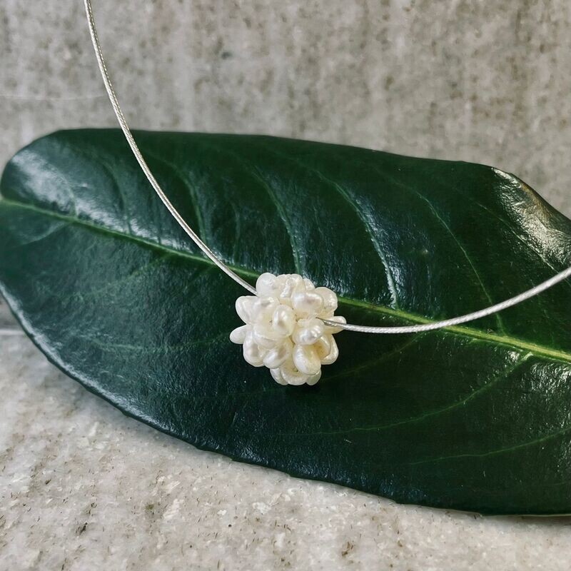 SWZP-Kugel am Edelstahl Collier 925/- Verschluß