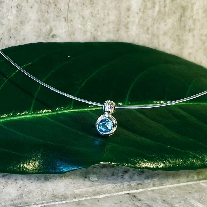Collier Set Nylon Blautopas 925/- Silber