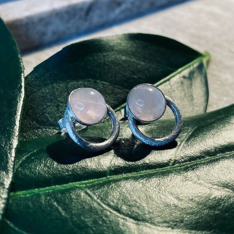 Ohrstecker 925/- Silber Rosenquarz