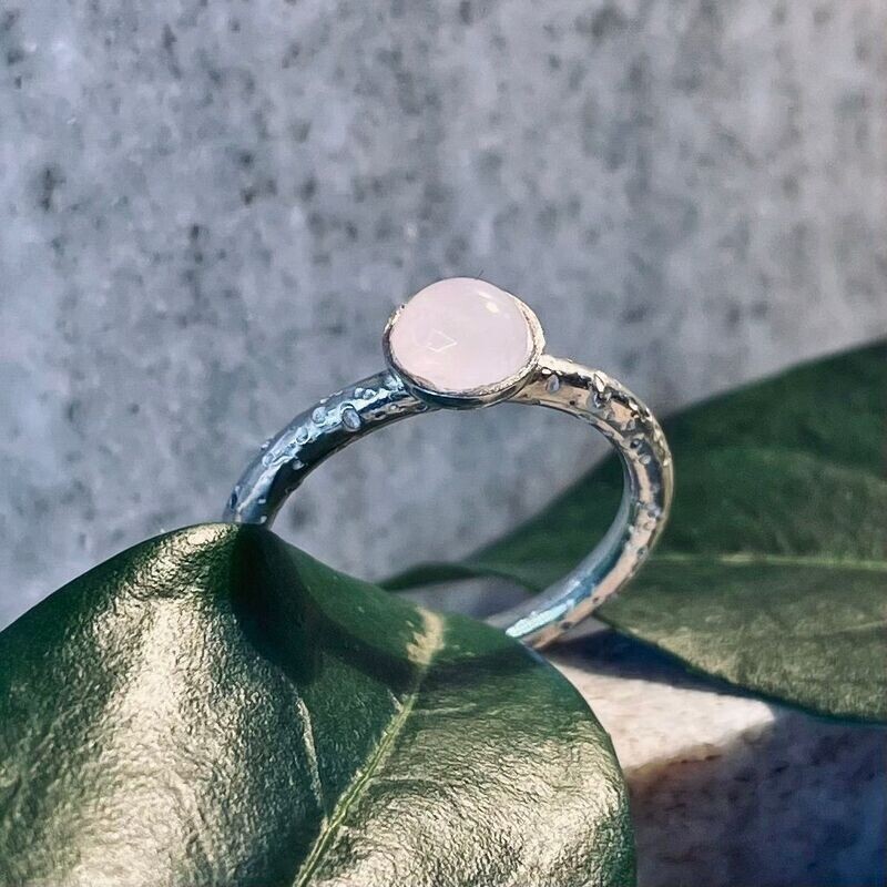 Ring 925/- Silber mit Rosenquarz Gr. 54