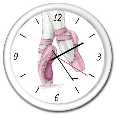 Pink ballet shoes clock