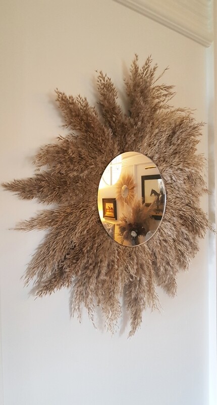 Natural Fluffy Pampas Mirror