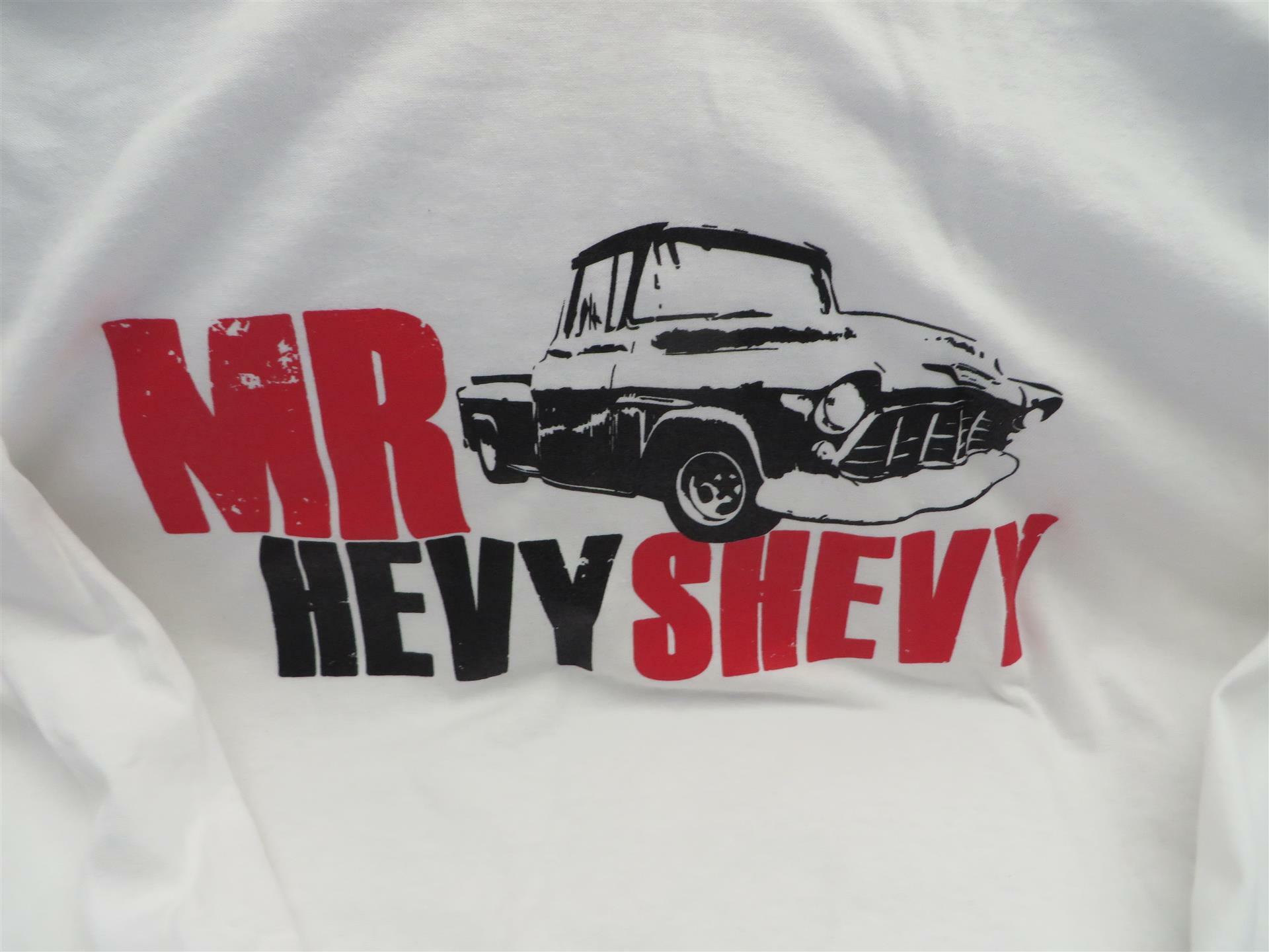 MRHEVYSHEVY Logo - White Shirt / Black & Red Print - Long Sleeve