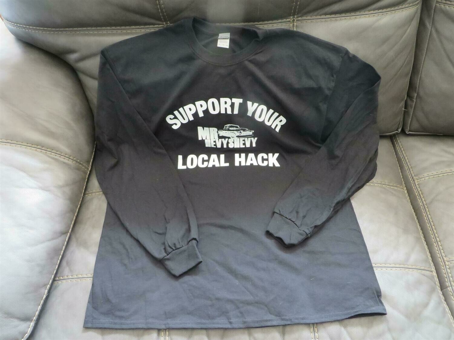 Support Your Local Hack - "Mrhevyshevy" - Long Sleeve Shirts - Black w/ White