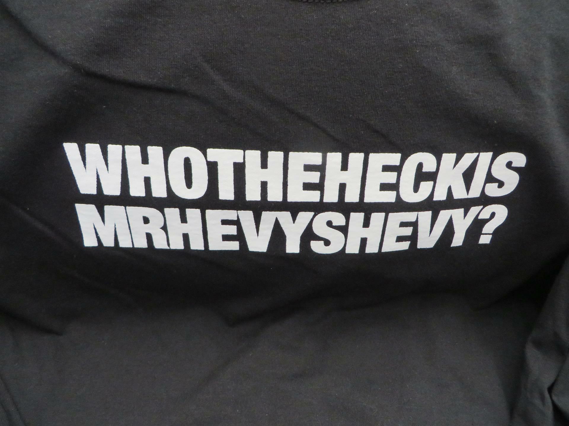 WHOTHEHECKIS MRHEVYSHEVY - Black Shirt / White Print - Long Sleeve