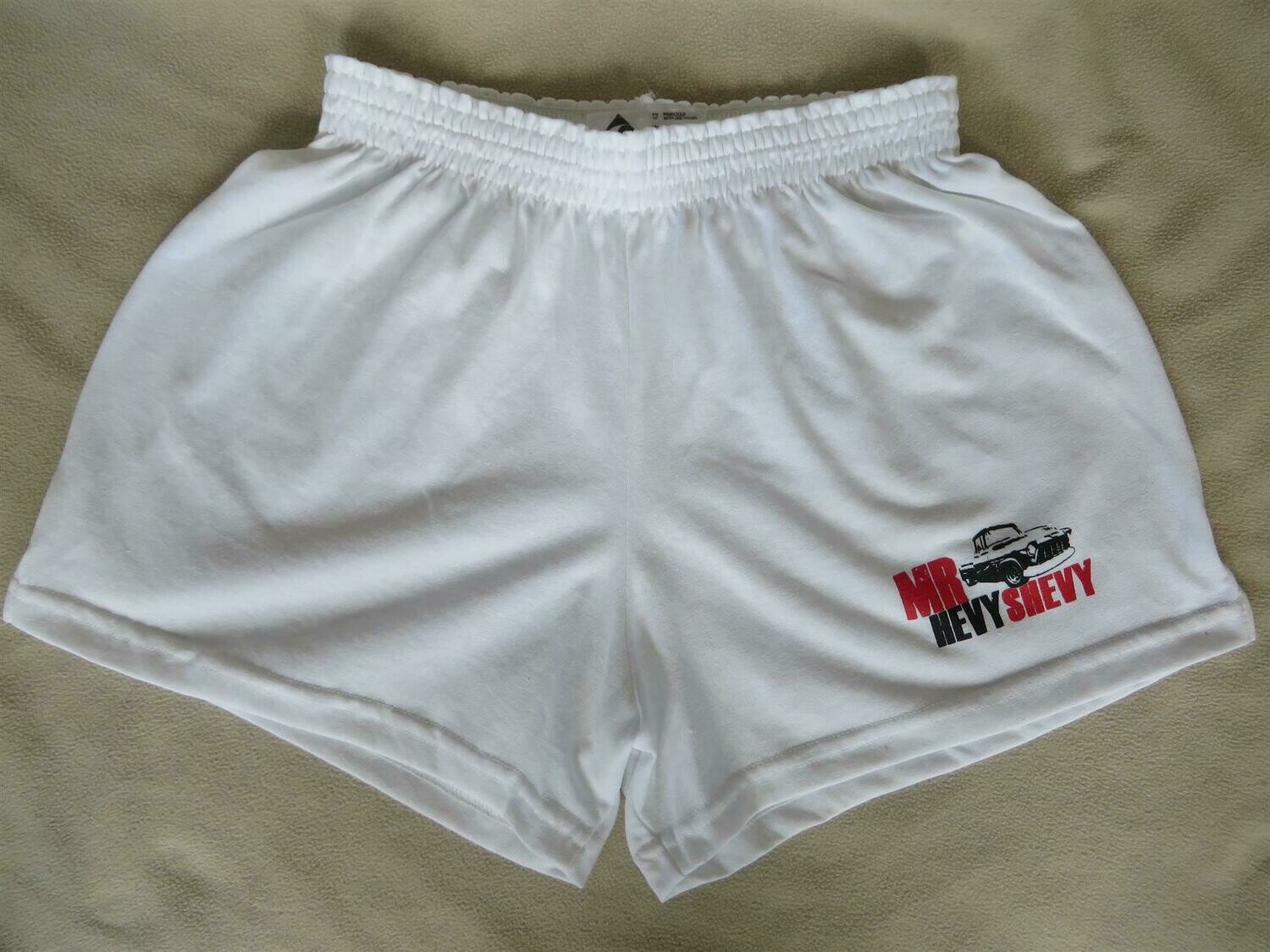 Ladies Soffe Stye Shorts - Mrhevyshevy LOGO (WHITE)