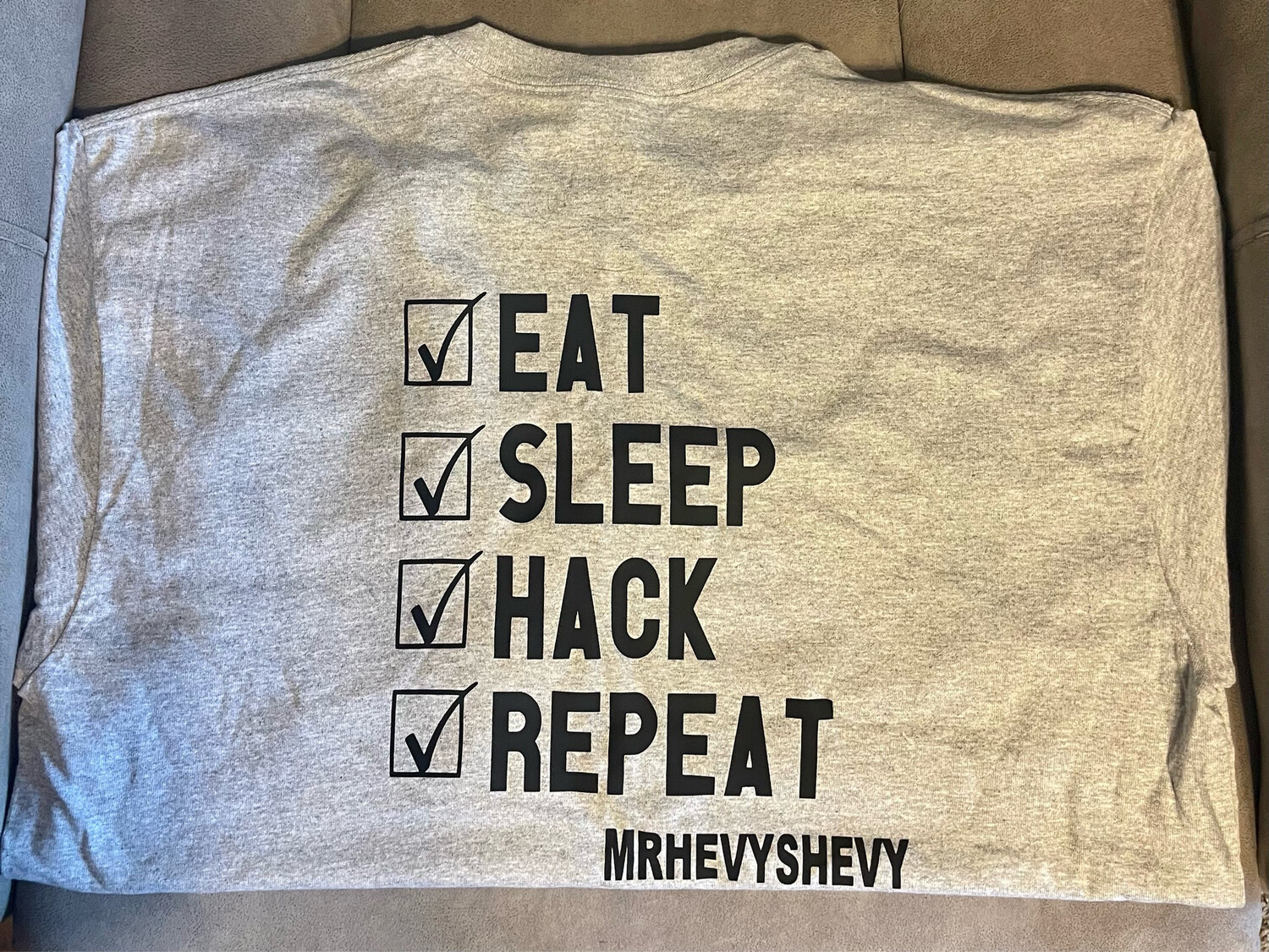 LIMITED QUANTITY!!! Eat Sleep Hack Repeat - Heather Gray T-shirt