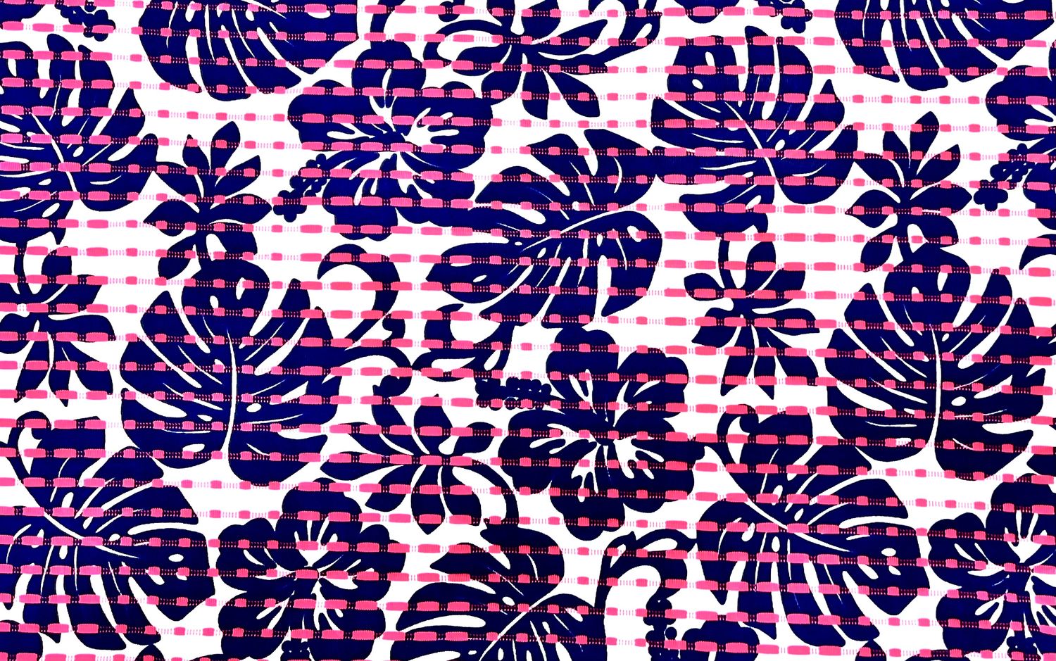RETAL JACQUARD HOJAS BLANCO/AZUL/ROSA