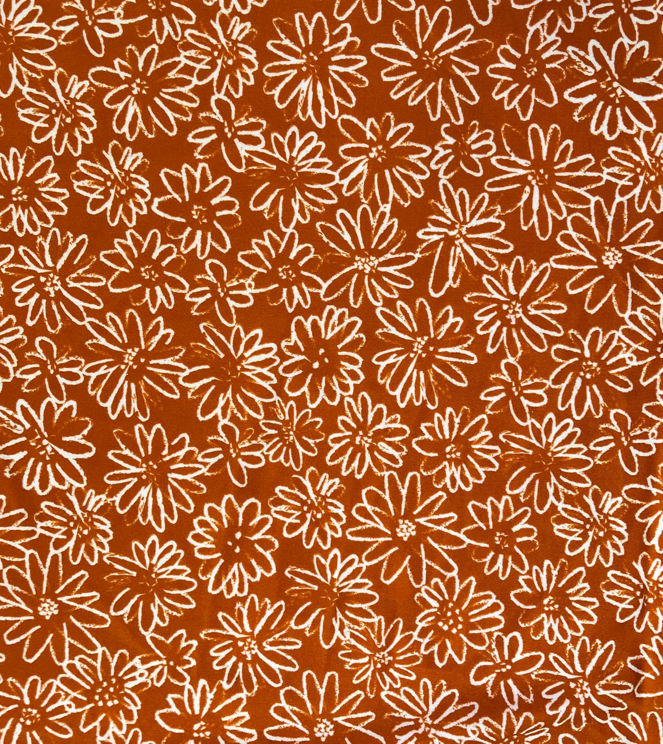 RETAL ESTAMPADO FLORES BLANCAS/MARRÓN.  150X120