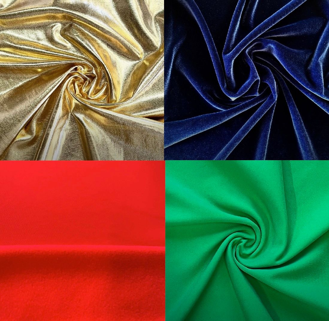 2- MUESTRAS PAQUETE COMPLETO : LYCRA MATE Y BRILLANTE , TUL , FORRO  MÁS  METALIZADOS, TERCIOPELO, TÉRMICOS Y SUPPLEX