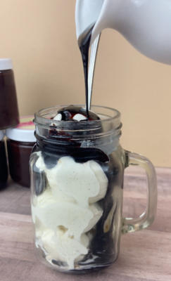 Jar of Our Homemade Chocolate Stout Sauce