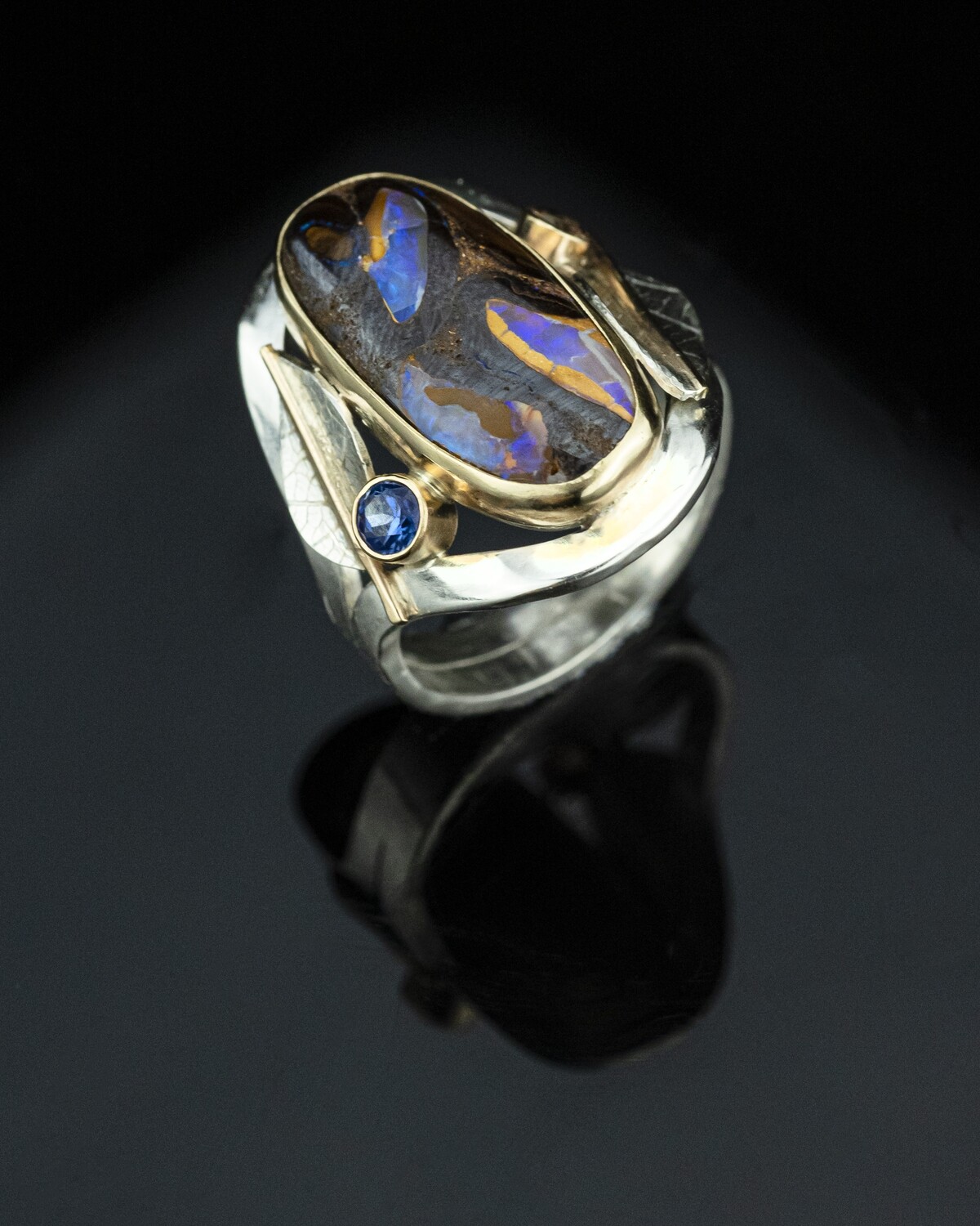 Oval Opal and sapphire ring