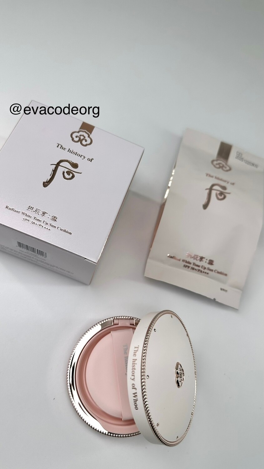 The history of Whoo Radiant white Tone Up Sun Cushion SPF50+ (вес 145 гр)