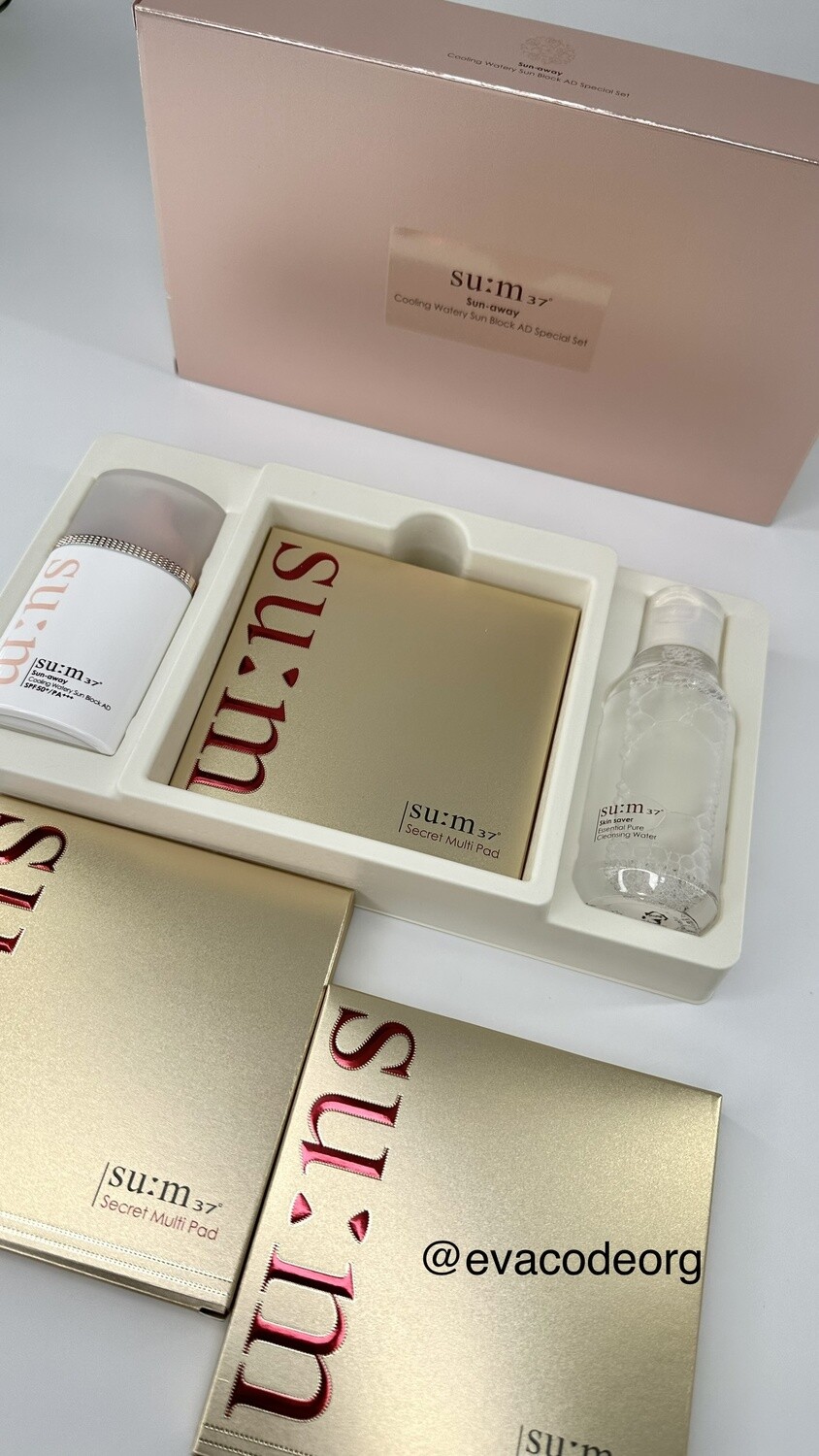 SU:M37 Sun-away Cooling Watery Sun Block AD Special Set (вес 470 гр)
